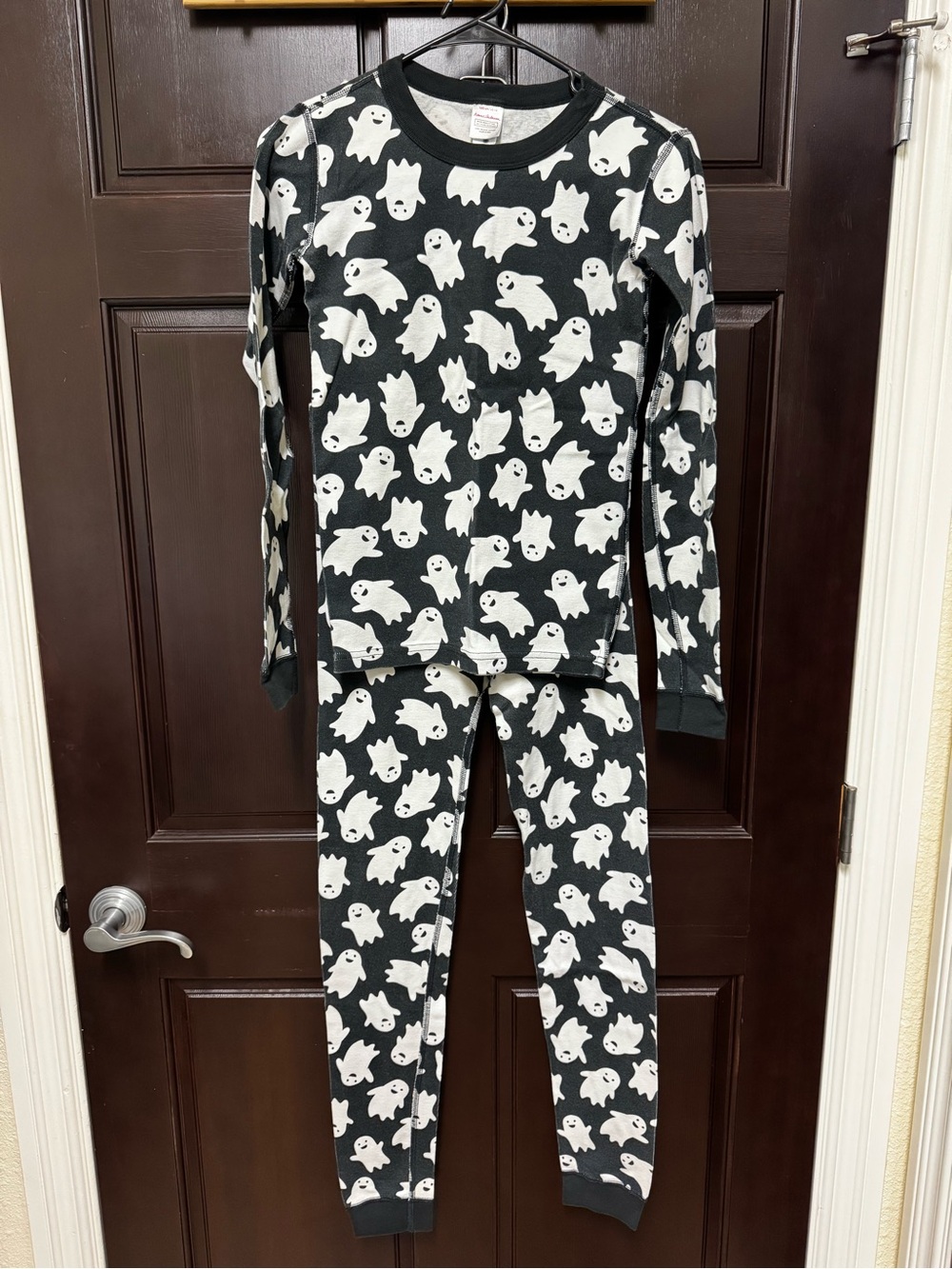 Hanna Anderson size 14 / 160 Black Ghost Print Pajama Set